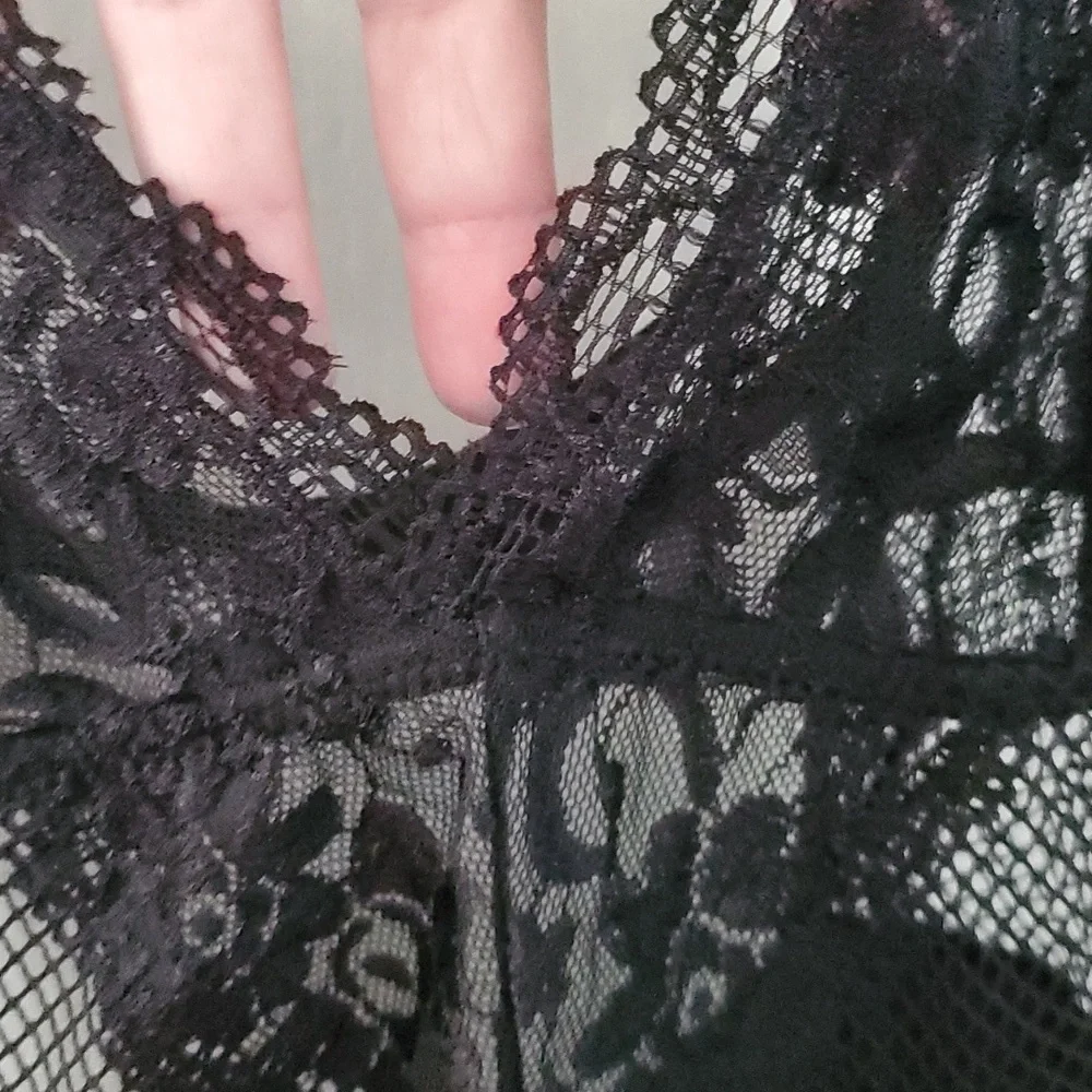 BLACK LINGERIE SIZE MEDIUM, TIE BACK, ONE PIECE lace babydoll - Picture 8 of 14